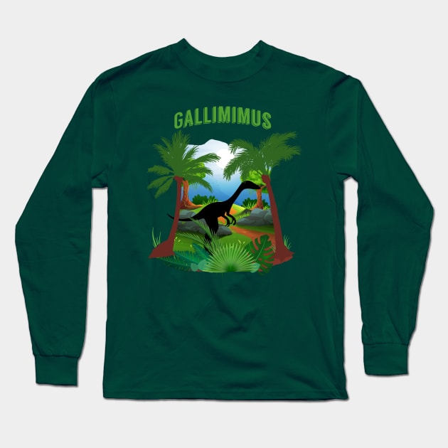 Dinosaur Gallimimus Long Sleeve T-Shirt by letnothingstopyou